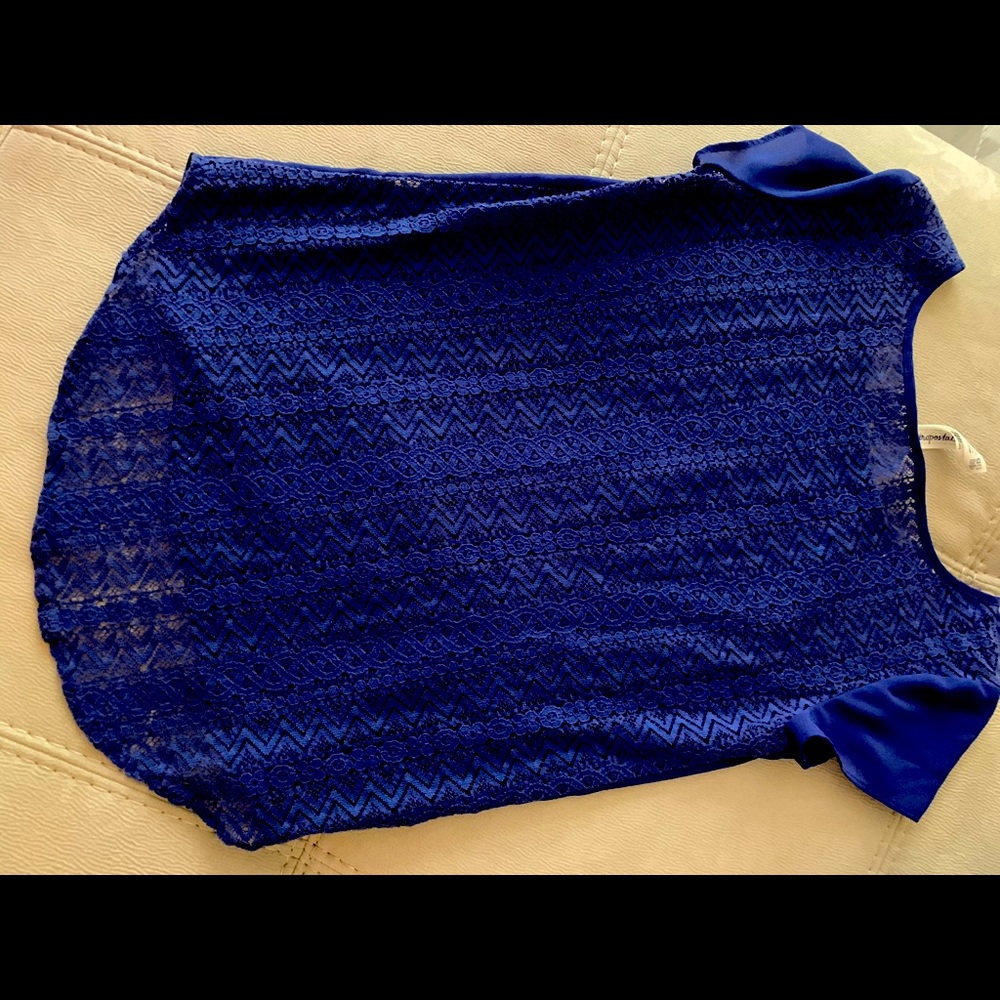 Royal blue sheer top.